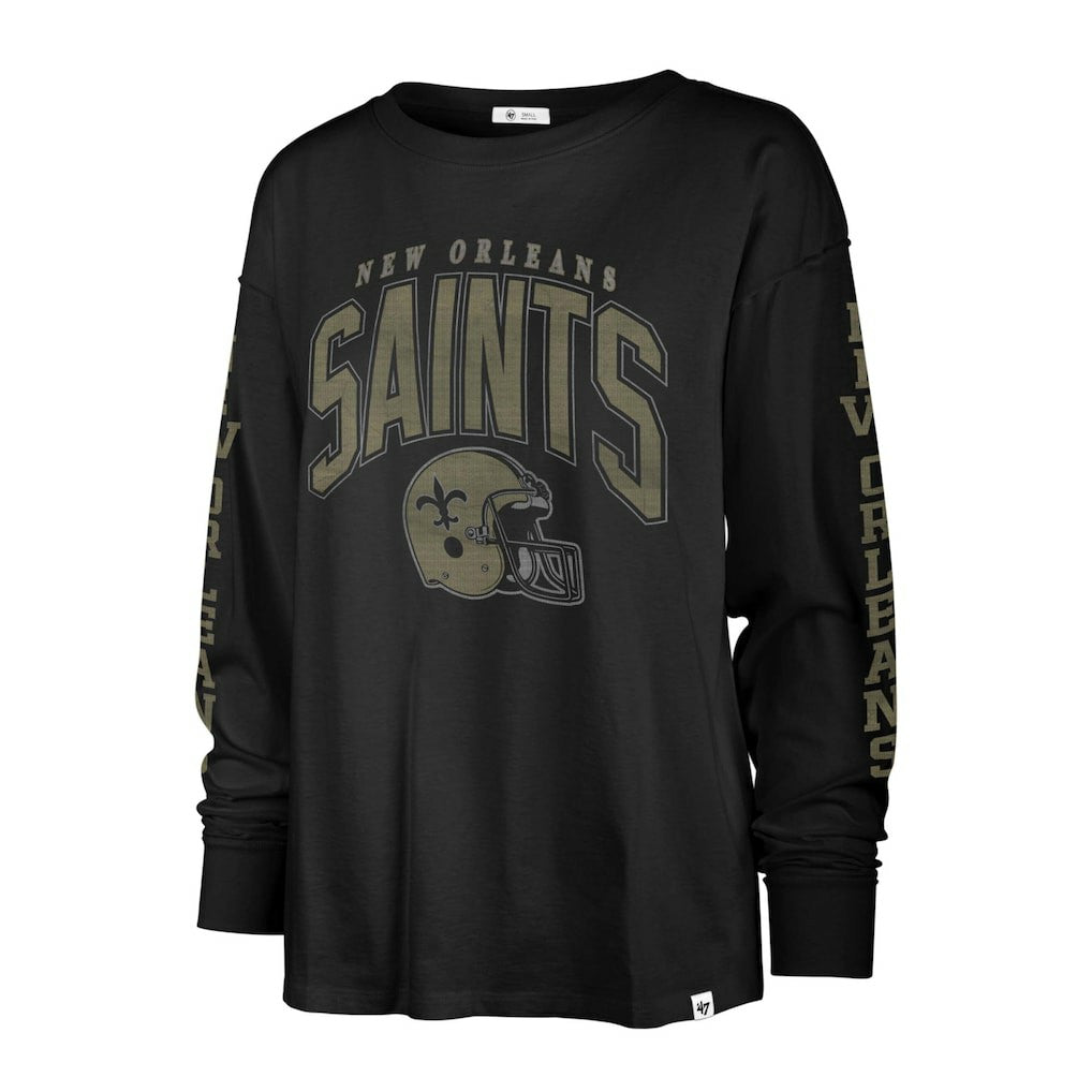 New Orleans Saints '47 Women's Tom Cat Lightweight Long Sleeve T-Shirt - Black T-shirts