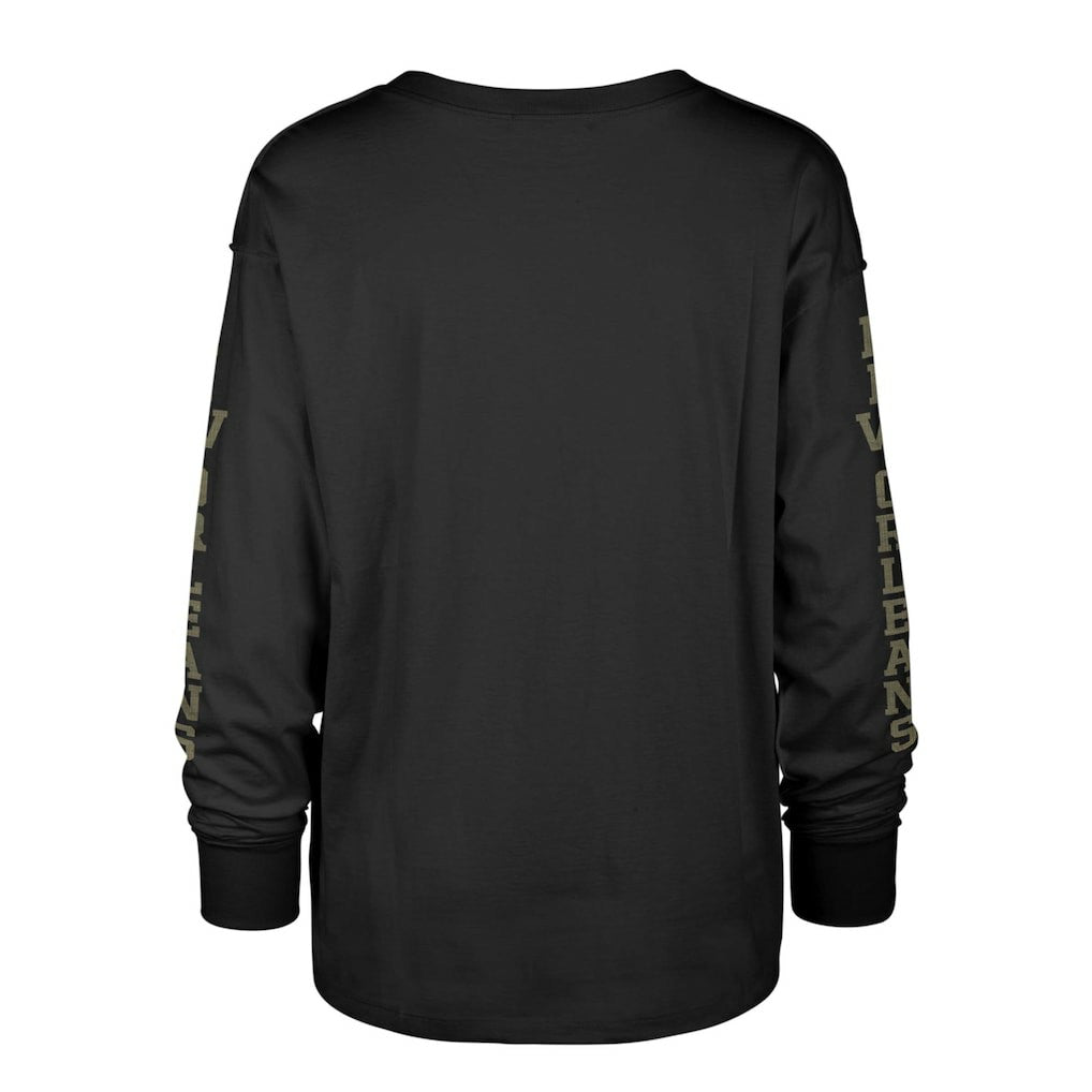 New Orleans Saints '47 Women's Tom Cat Lightweight Long Sleeve T-Shirt - Black T-shirts
