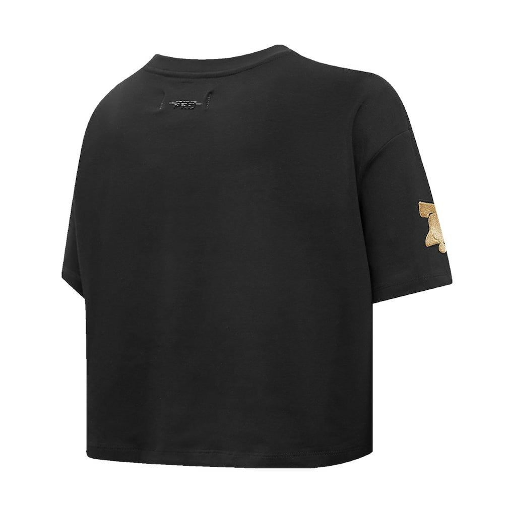 Philadelphia 76ers Pro Standard Women's Holiday Glam Boxy T-Shirt Black