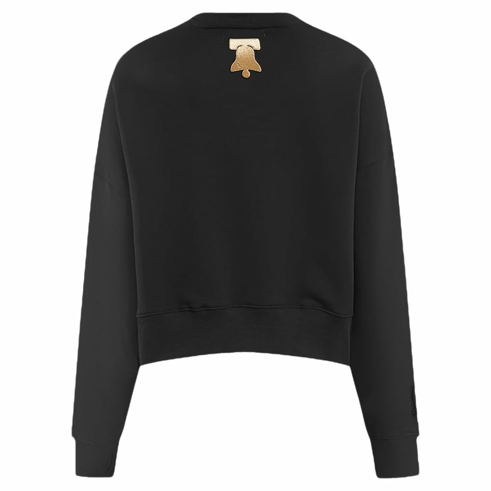 Philadelphia 76ers Pro Standard Women's Glam Cropped Pullover Sweatshirt - Black