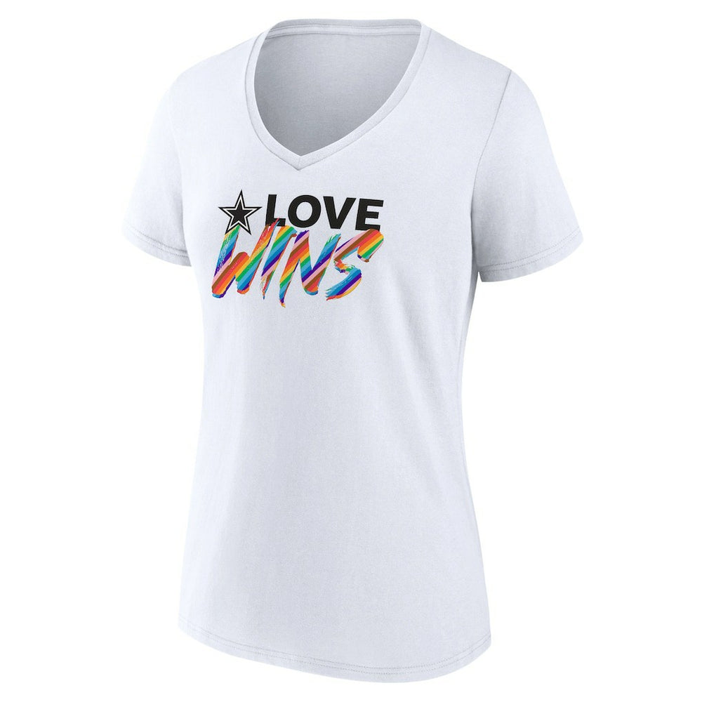 Dallas Cowboys Women's Love Wins V-Neck T-Shirt - White T-shirts