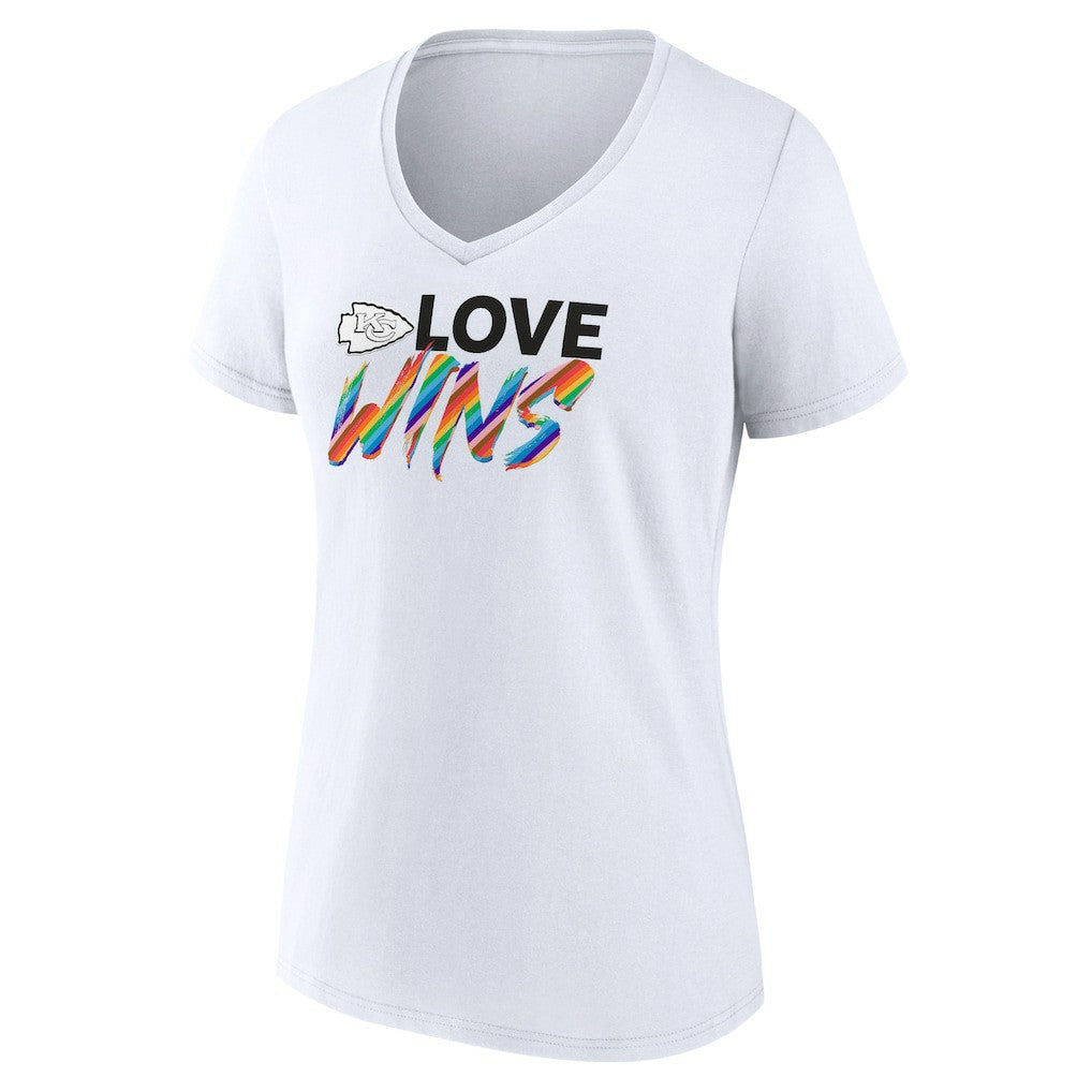Kansas City Chiefs Women's Love Wins V-Neck T-Shirt - White T-shirts