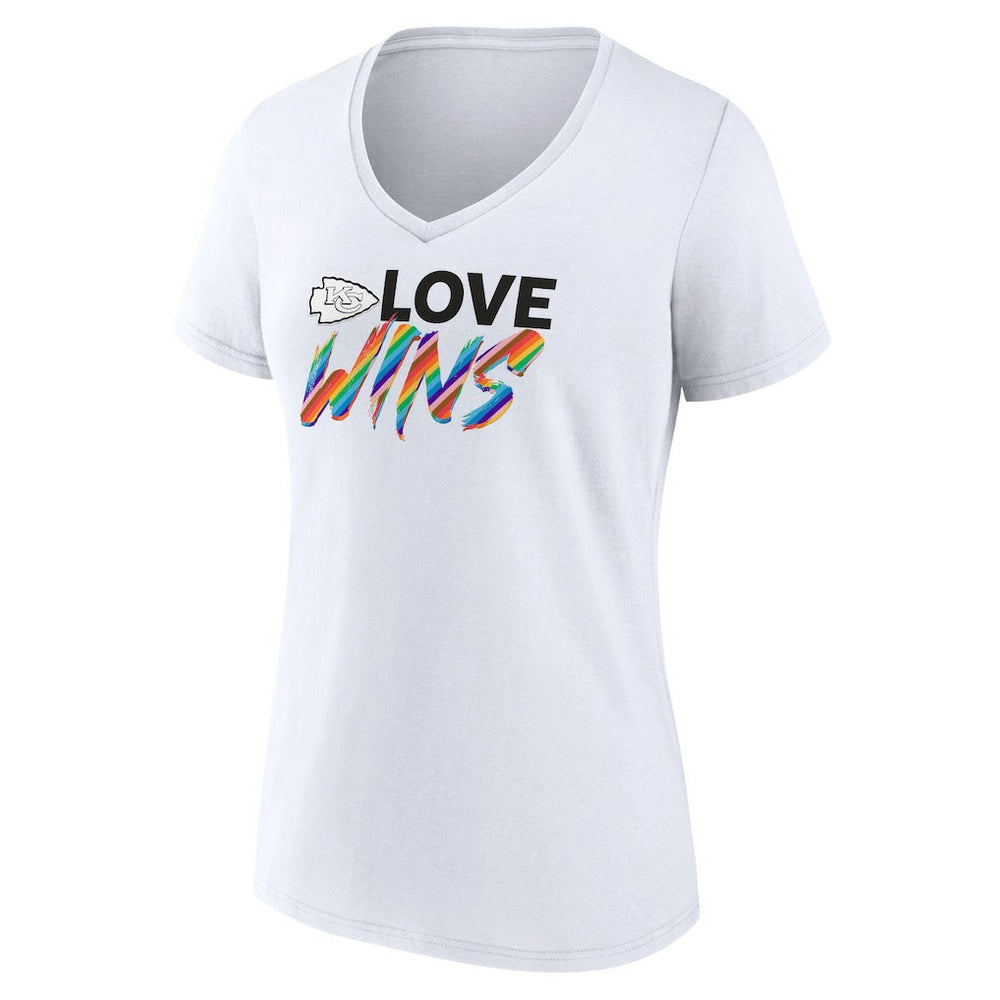 Kansas City Chiefs Women's Love Wins V-Neck T-Shirt - White T-shirts
