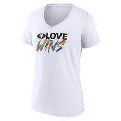 San Francisco 49ers Women's Love Wins V-Neck T-Shirt - White T-shirts