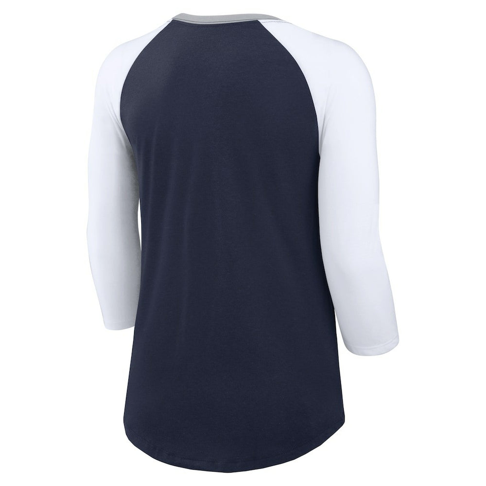 Dallas Cowboys Women's Knockout Arch Raglan Tri-Blend 3/4-Sleeve T-Shirt - Navy/White T-shirts