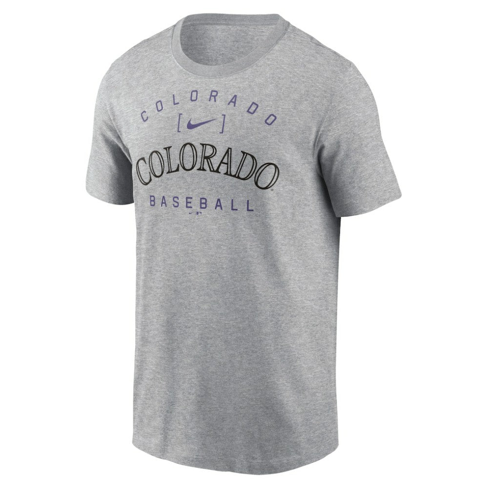 Colorado Rockies Nike Home Team Athletic Arch T-Shirt - Heather Gray T-shirts