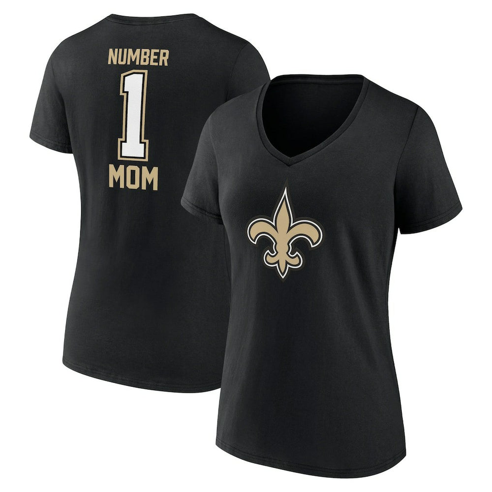 New Orleans Saints Women's Mother's Day V-Neck T-Shirt - Black T-shirts
