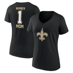 New Orleans Saints Women's Mother's Day V-Neck T-Shirt - Black T-shirts
