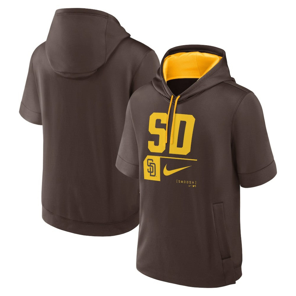 San Diego Padres Nike Tri Code Lockup Short Sleeve Pullover Hoodie - Brown Hoodies