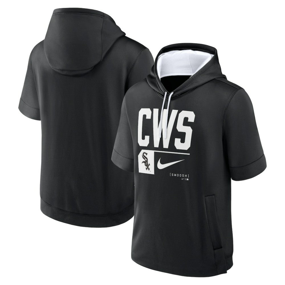 Chicago White Sox Nike Tri Code Lockup Short Sleeve Pullover Hoodie - Black Hoodies