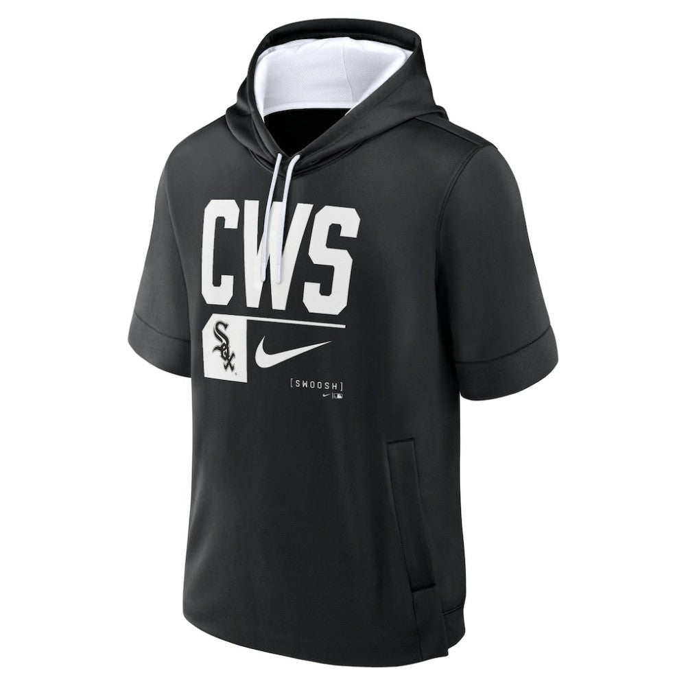 Chicago White Sox Nike Tri Code Lockup Short Sleeve Pullover Hoodie - Black Hoodies