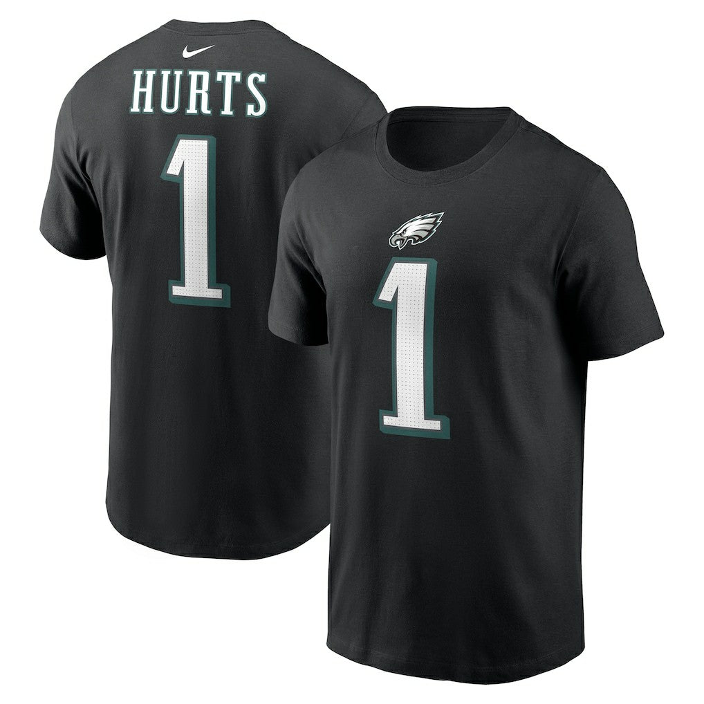 Jalen Hurts Philadelphia Eagles Player Name & Number T-Shirt - Black T-shirts