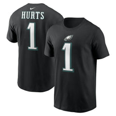 Jalen Hurts Philadelphia Eagles Player Name & Number T-Shirt - Black T-shirts