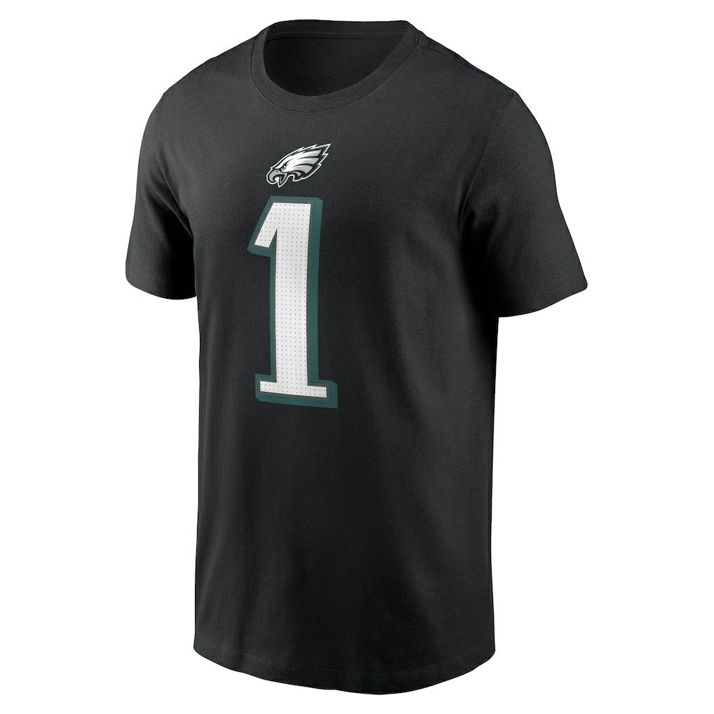 Jalen Hurts Philadelphia Eagles Player Name & Number T-Shirt - Black T-shirts