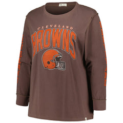 Cleveland Browns '47 Women's Plus Size Honey Cat SOA Long Sleeve T-Shirt - Brown T-shirts