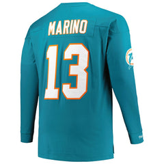 Dan Marino Miami Dolphins Big & Tall Cut & Sew Player Name & Number Long Sleeve T-Shirt - Aqua T-shirts