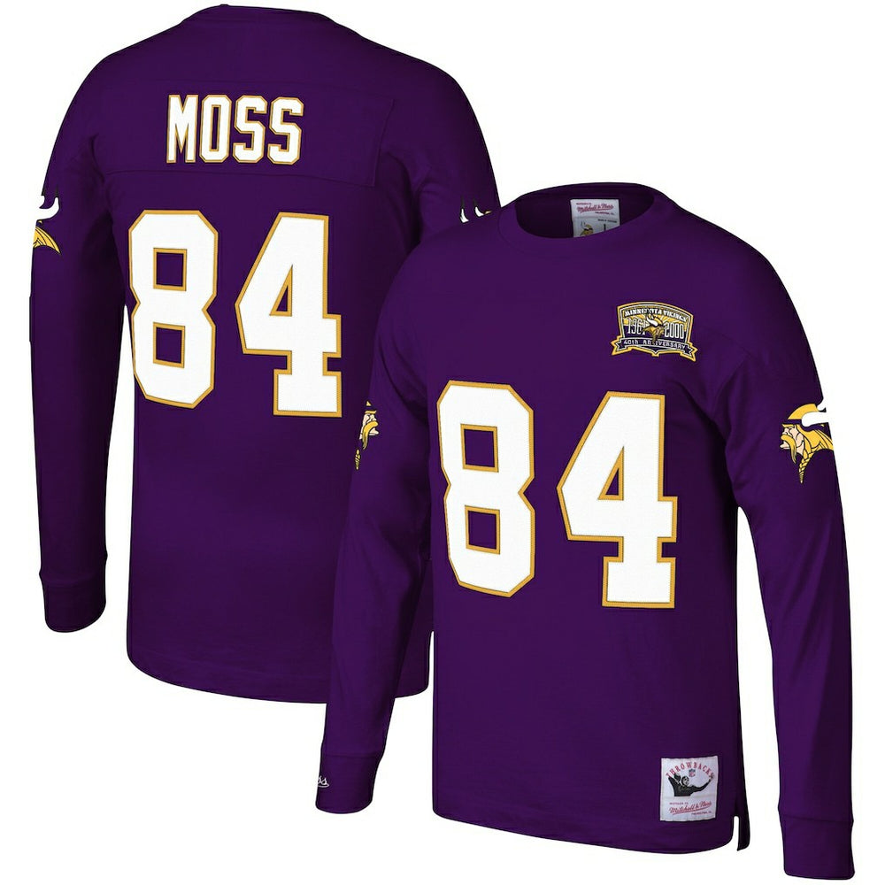 Randy Moss Minnesota Vikings Big & Tall Retired Player Name & Number Long Sleeve Top - Purple Tops