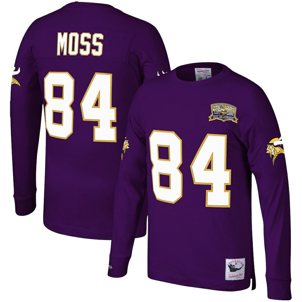 Randy Moss Minnesota Vikings Big & Tall Retired Player Name & Number Long Sleeve Top - Purple Tops
