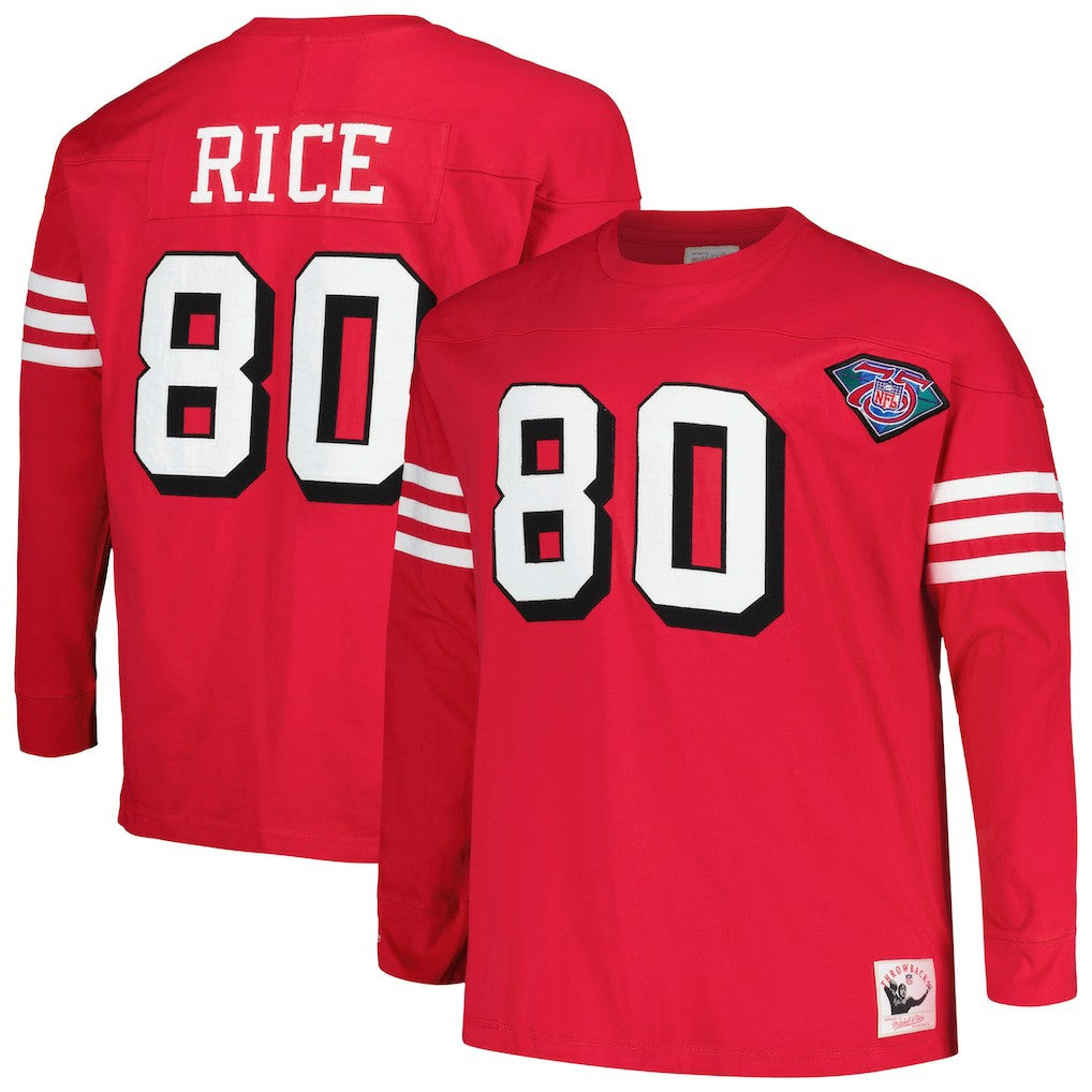 Jerry Rice San Francisco 49ers Big & Tall Cut & Sew Player Name & Number Long Sleeve T-Shirt - Scarlet T-shirts