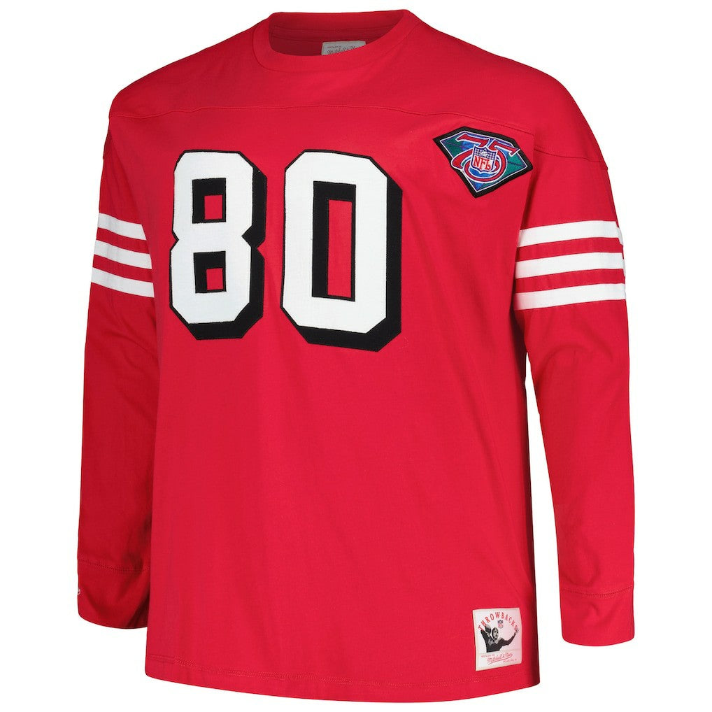 Jerry Rice San Francisco 49ers Big & Tall Cut & Sew Player Name & Number Long Sleeve T-Shirt - Scarlet T-shirts