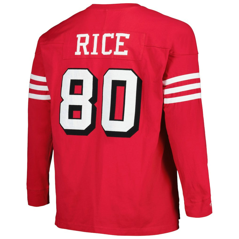 Jerry Rice San Francisco 49ers Big & Tall Cut & Sew Player Name & Number Long Sleeve T-Shirt - Scarlet T-shirts