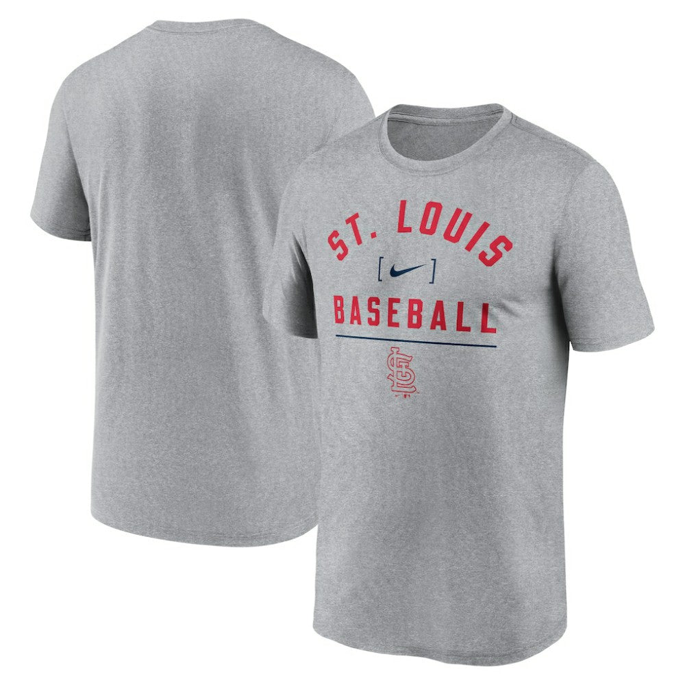 St. Louis Cardinals Nike Arch Baseball Stack Performance T-Shirt - Heather Charcoal T-shirts