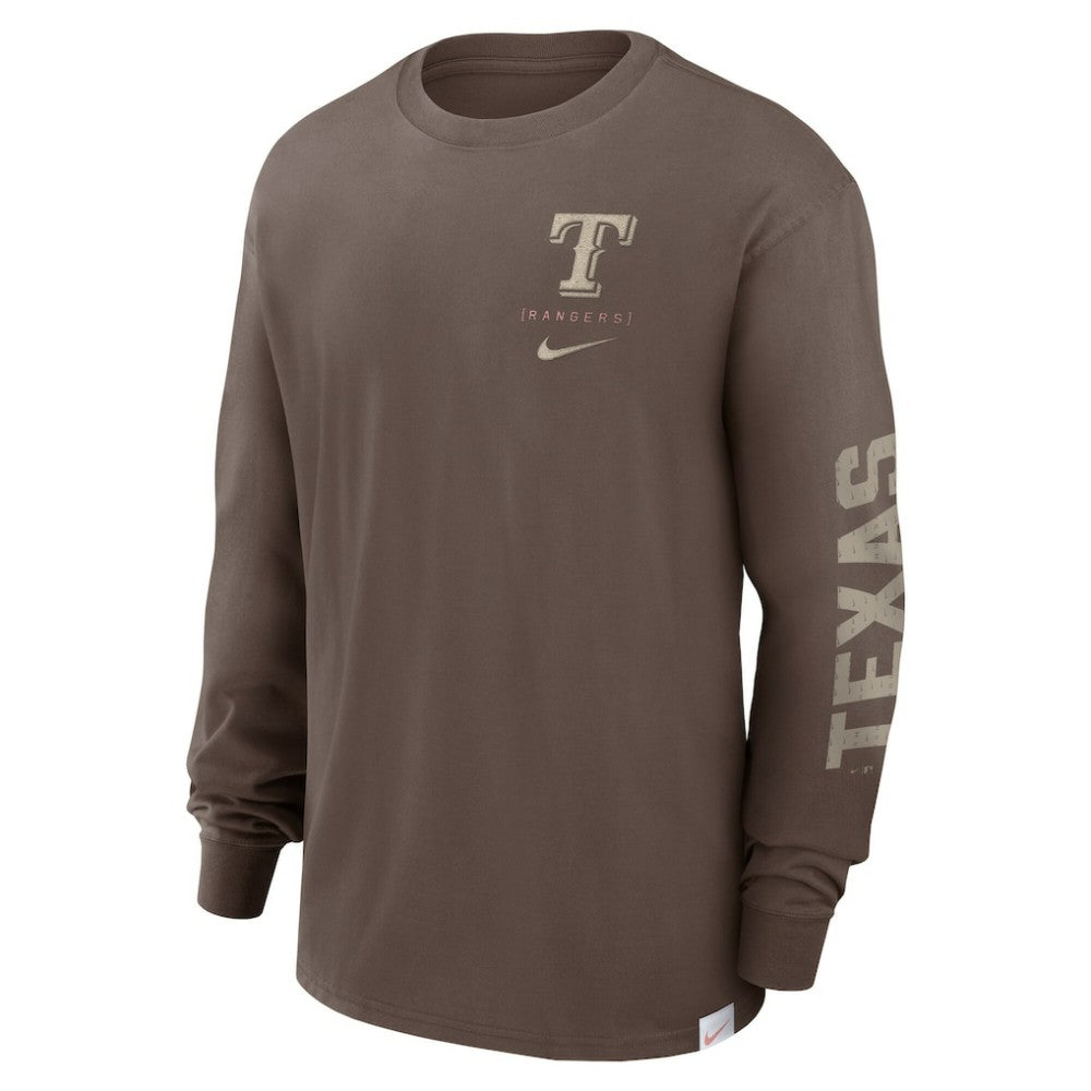 Texas Rangers Nike Statement Max90 Long Sleeve T-Shirt - Light Brown T-shirts