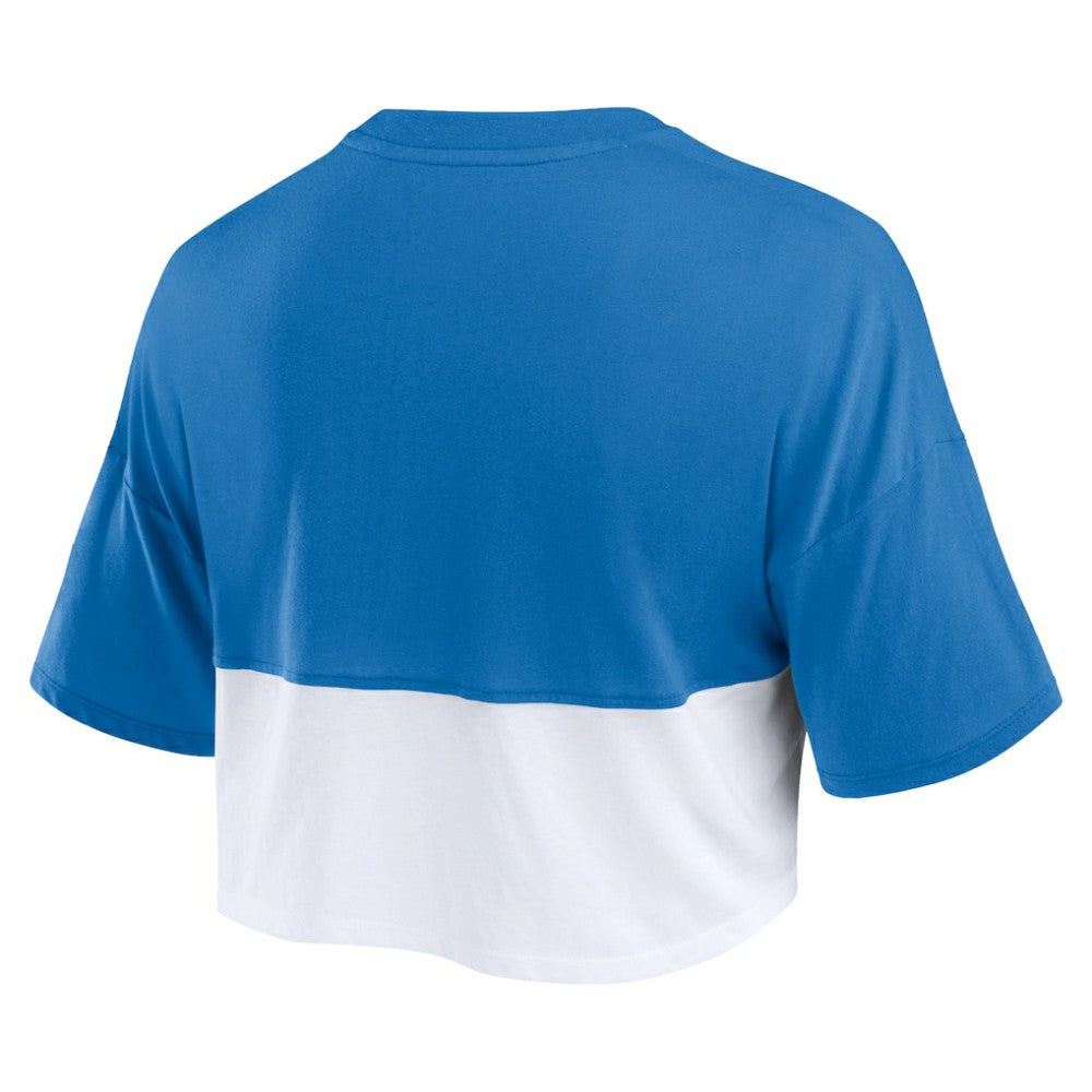 Chicago Cubs Fanatics Women's Color Split Boxy Cropped T-Shirt - Royal/White T-shirts