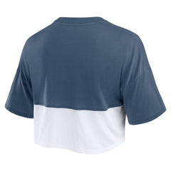 Houston Astros Fanatics Women's Color Split Boxy Cropped T-Shirt - Navy/White T-shirts