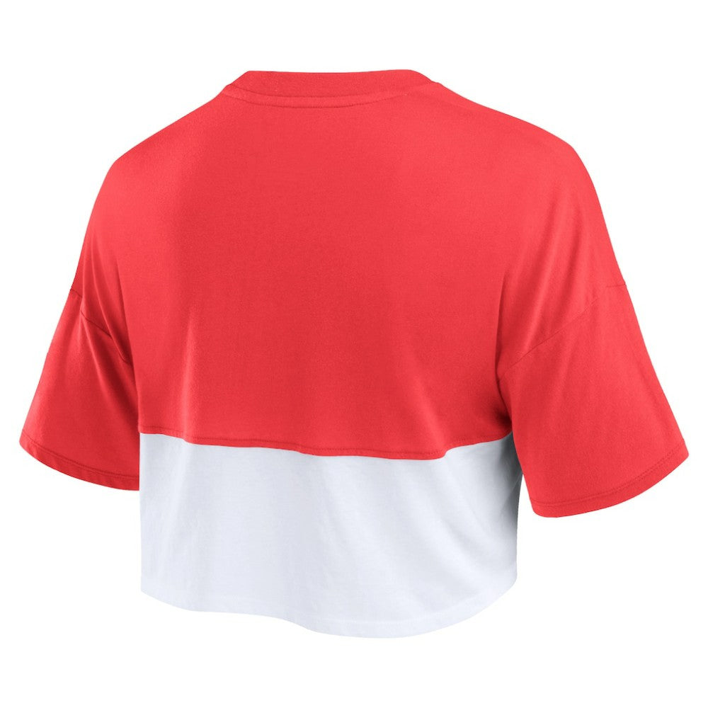 Philadelphia Phillies Fanatics Women's Color Split Boxy Cropped T-Shirt - Heather Red/White T-shirts