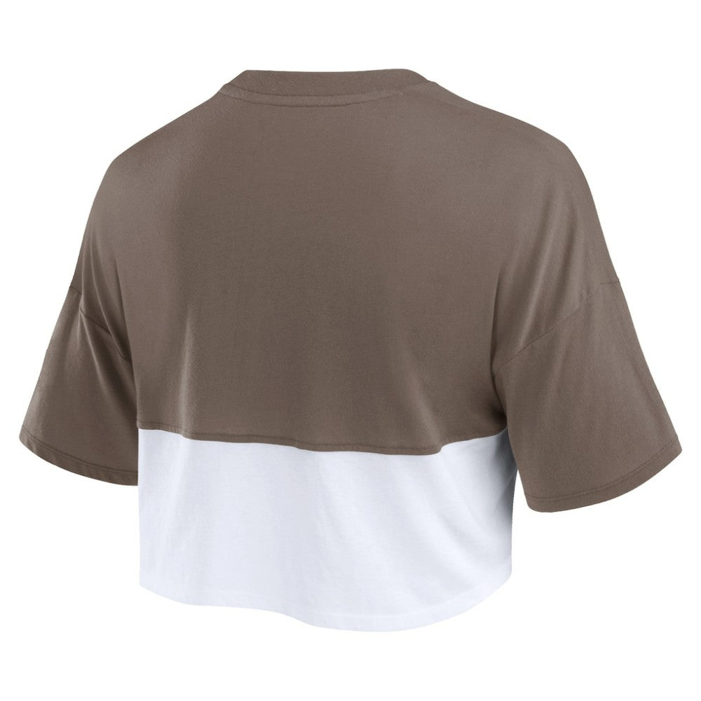 San Diego Padres Fanatics Women's Color Split Boxy Cropped T-Shirt - Brown/White T-shirts