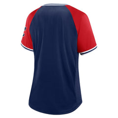 Cleveland Guardians Fanatics Women's Glitz & Glam League Diva Raglan V-Neck T-Shirt - Navy T-shirts