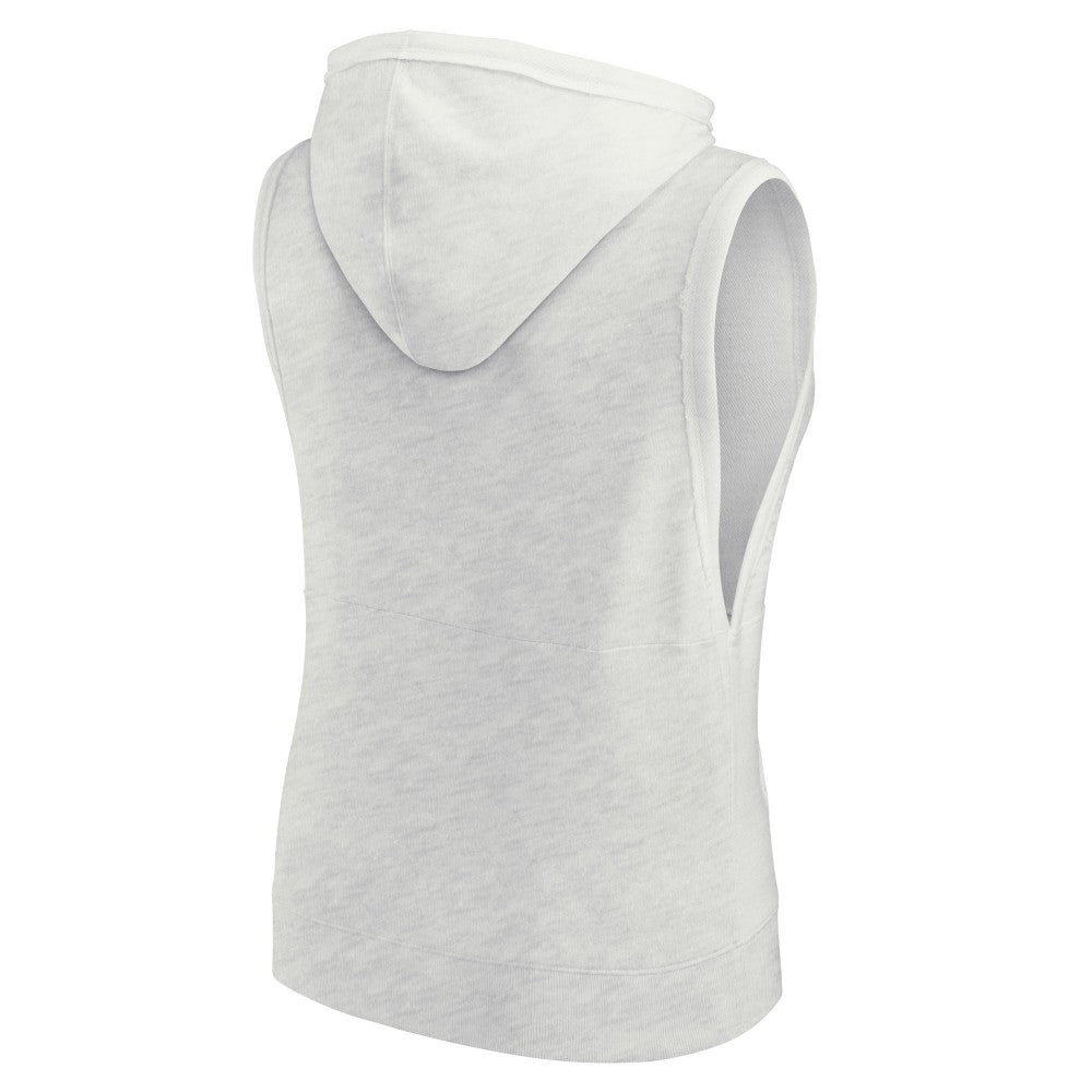 Los Angeles Dodgers Fanatics Women's Lounge Script Sleeveless Pullover Hoodie - Ash Hoodies