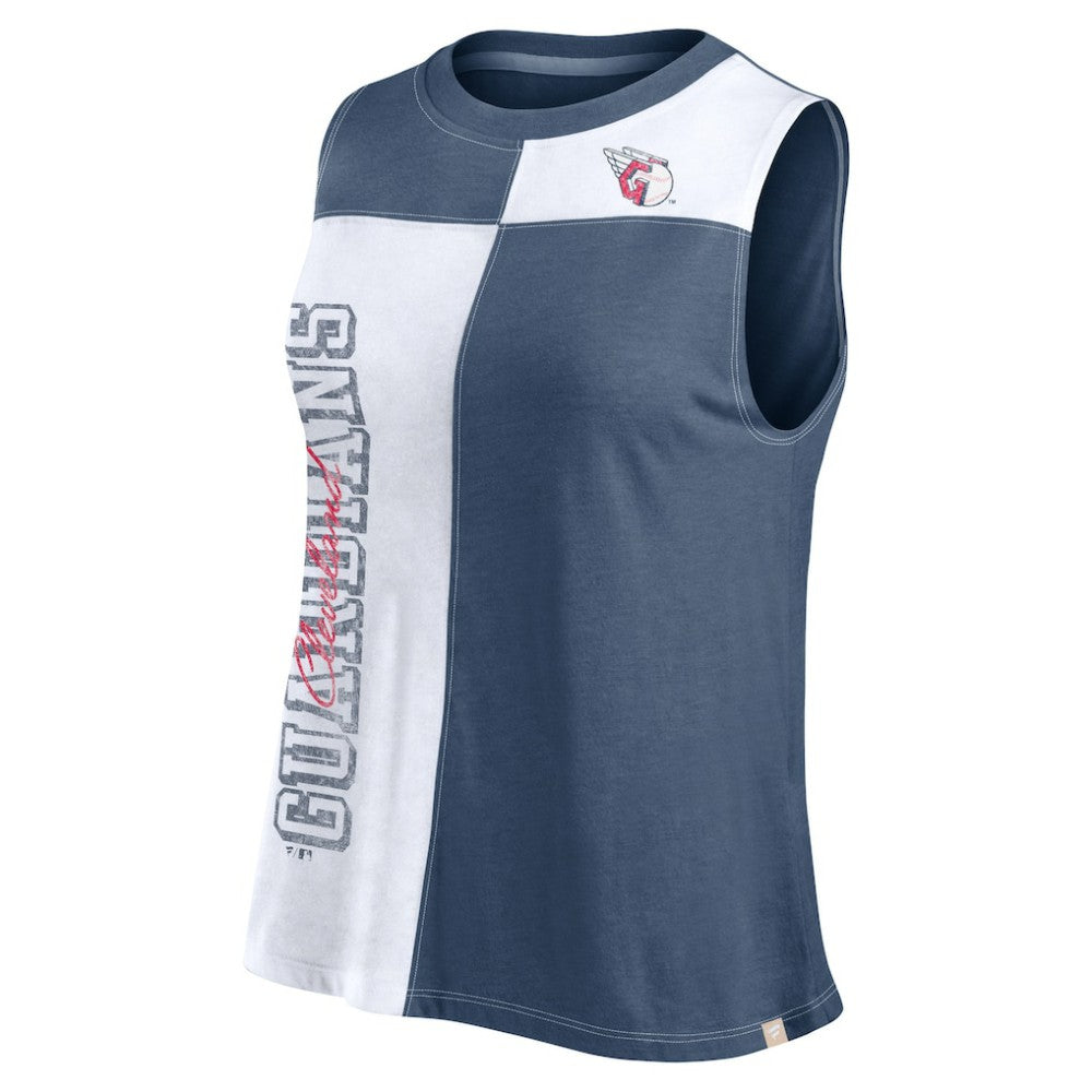 Cleveland Guardians Fanatics Women's Color-Block Tank Top - Navy/White Tanks