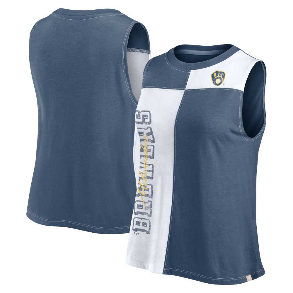 Milwaukee Brewers Fanatics Women's Color-Block Tank Top - Navy/White Tanks