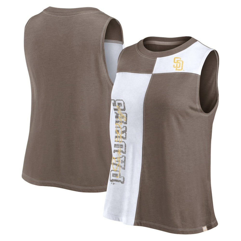 San Diego Padres Fanatics Women's Color-Block Tank Top - Brown/White Tanks