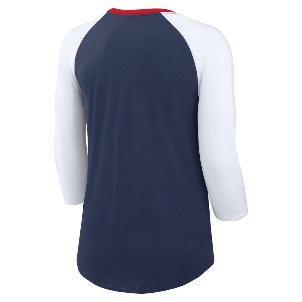 Atlanta Braves Nike Women's Knockout Arch 3/4-Sleeve Raglan Tri-Blend T-Shirt - Navy/White T-shirts
