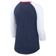 Atlanta Braves Nike Women's Knockout Arch 3/4-Sleeve Raglan Tri-Blend T-Shirt - Navy/White T-shirts