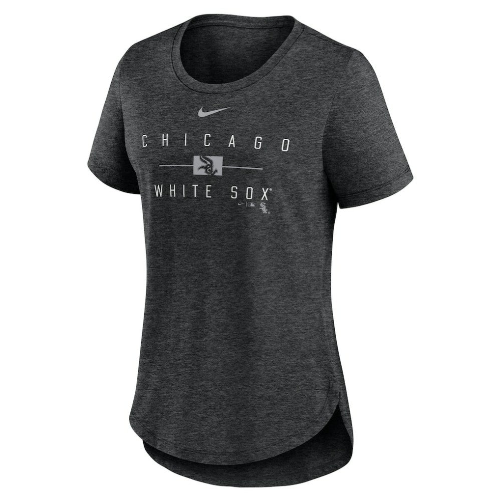 Chicago White Sox Nike Women's Knockout Team Stack Tri-Blend T-Shirt - Heather Black T-shirts