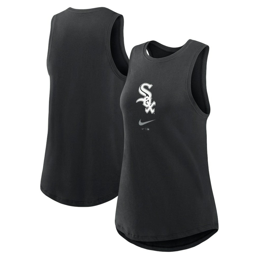 Chicago White Sox Nike Women's Legacy Icon High Neck Dri-FIT Tank Top - Black Tanks