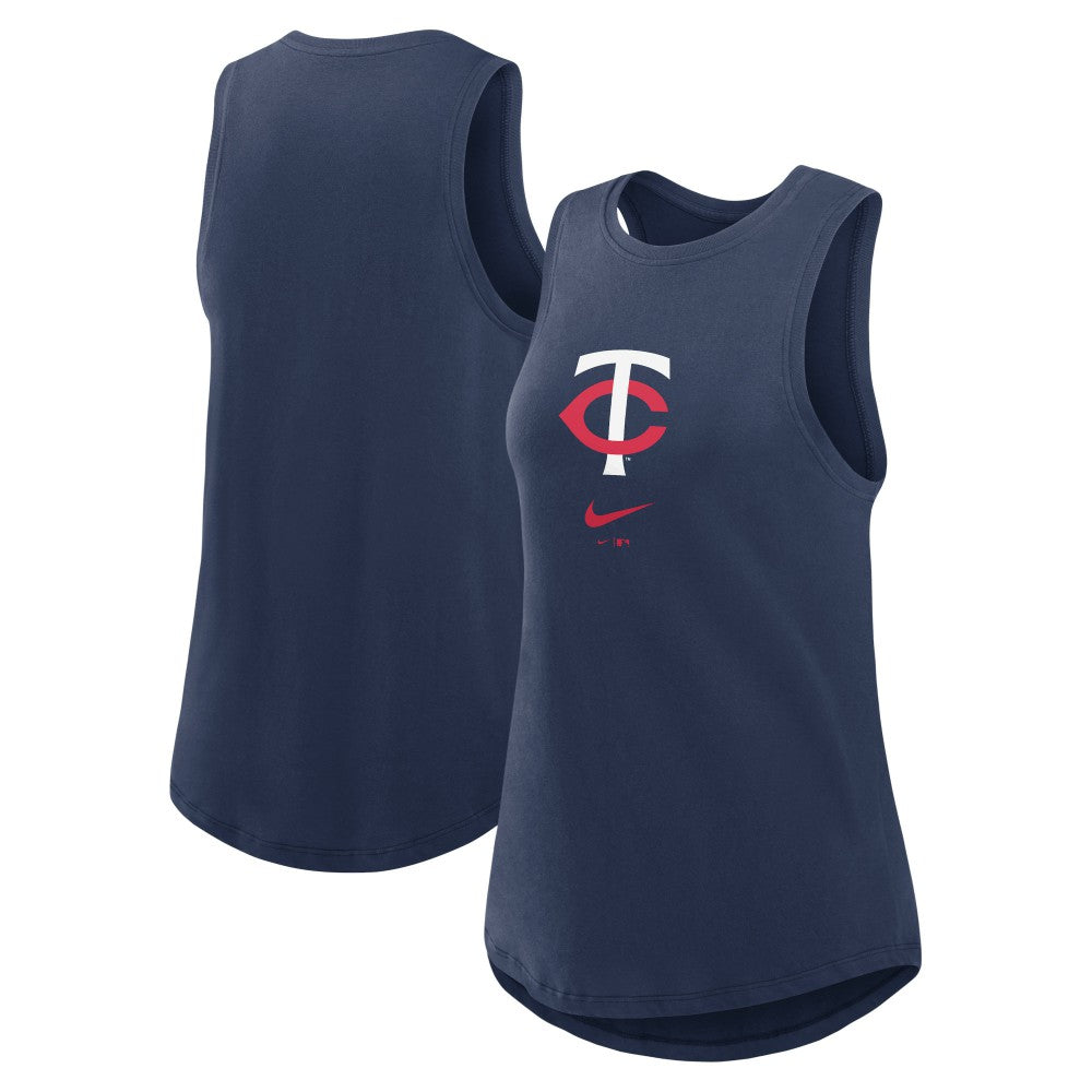 Minnesota Twins Nike Women's Legacy Icon High Neck Dri-FIT Tank Top - Navy Tanks