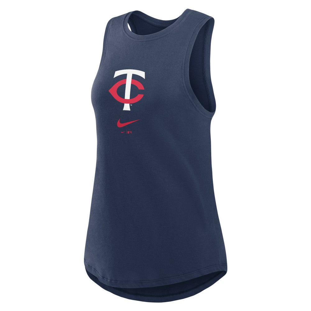 Minnesota Twins Nike Women's Legacy Icon High Neck Dri-FIT Tank Top - Navy Tanks