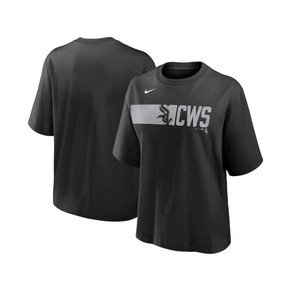 Chicago White Sox Nike Women's Knockout Boxy T-Shirt - Black T-shirts