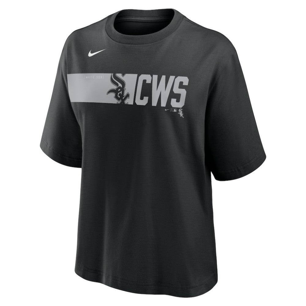 Chicago White Sox Nike Women's Knockout Boxy T-Shirt - Black T-shirts