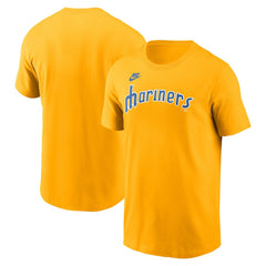 Seattle Mariners Nike Cooperstown Collection Wordmark T-Shirt - Gold T-shirts