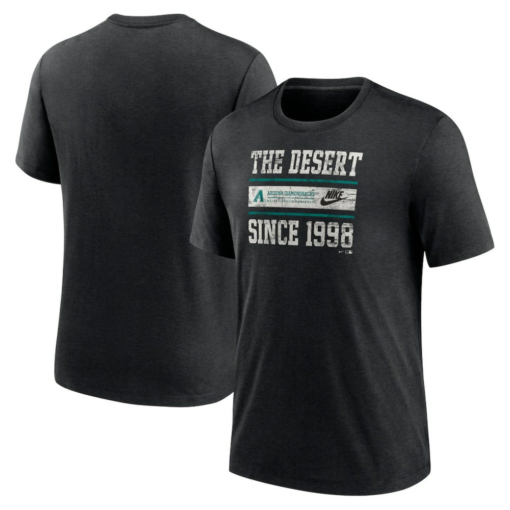 Arizona Diamondbacks Nike Cooperstown Collection Local Stack Tri-Blend T-Shirt - Heather Black T-shirts