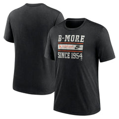 Baltimore Orioles Nike Cooperstown Collection Local Stack Tri-Blend T-Shirt - Heather Black T-shirts