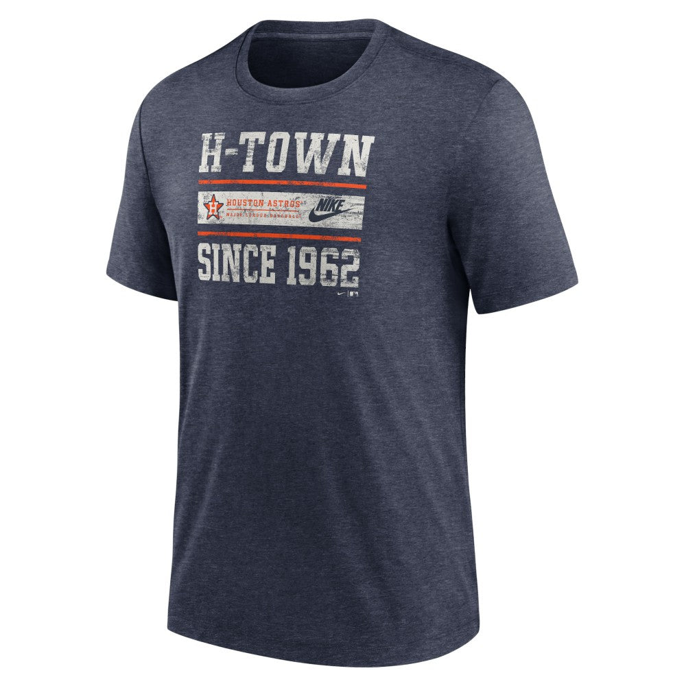 Houston Astros Nike Cooperstown Collection Local Stack Tri-Blend T-Shirt - Heather Navy T-shirts