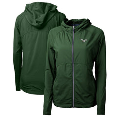 Philadelphia Eagles Cutter & Buck Women's Gridiron Classics Logo Adapt Eco Knit Hybrid Recycled Full-Zip Hoodie - Hunter Green Hoodies