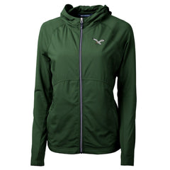 Philadelphia Eagles Cutter & Buck Women's Gridiron Classics Logo Adapt Eco Knit Hybrid Recycled Full-Zip Hoodie - Hunter Green Hoodies